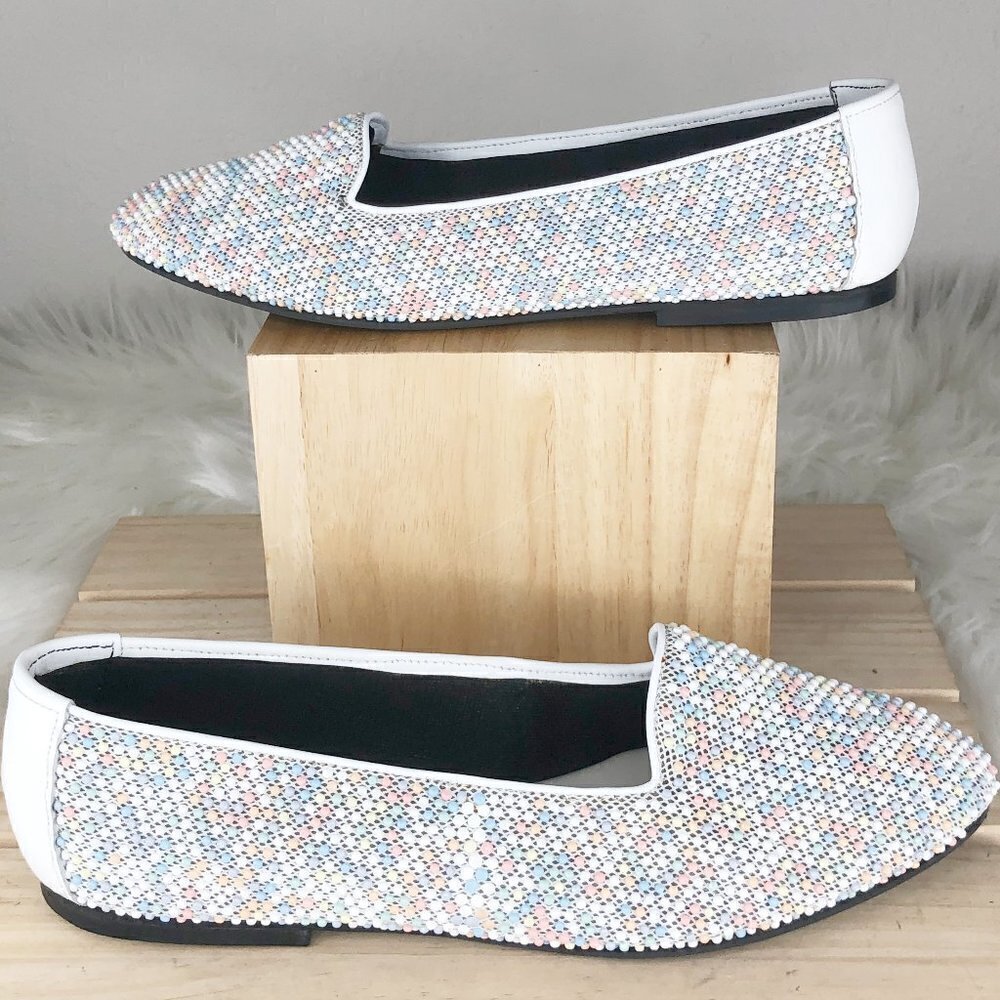 L. J. Simone New York Vintage Pastel Rainbow Beaded Loafers Size‎ 9